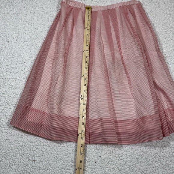 Talbots Women Silk Cotton Skirt sz 8 Red & White Striped Quite Luxury Preppy - Picture 5 of 7